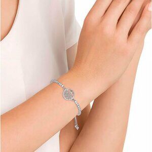 Cubic Zirconia Tree of life Adjustable Bolo Bracelet in Silver Plate NWT